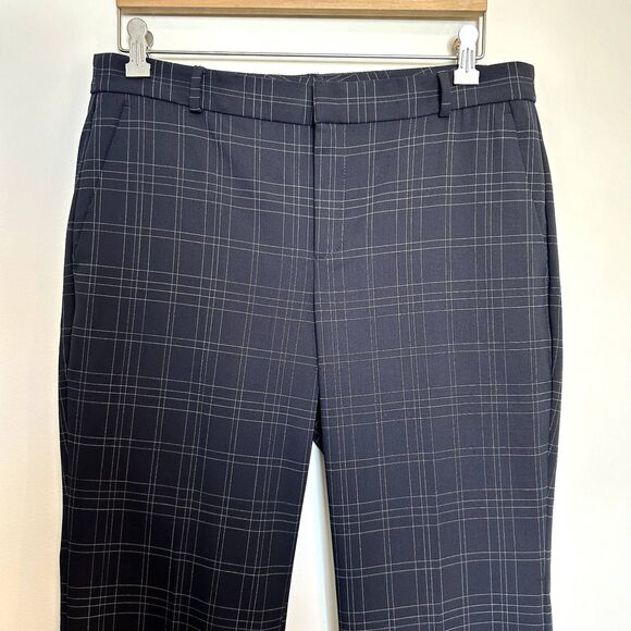 Banana Republic Logan Trouser-Fit Wool-Blend Pant Career Size 8S Blue Plaid - Picture 7 of 16